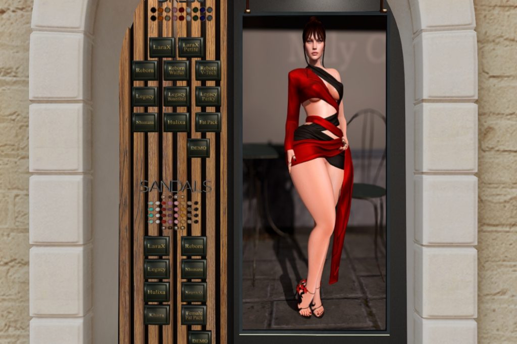 Porcia Dress and Sandals - Legacy/MaitreyaX/Nhumana/Reborn/+mods, L$550-L$590 each/L$1800-L$2180 each FP