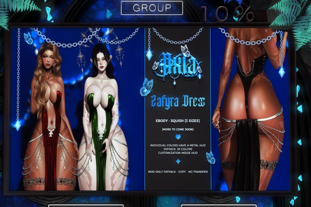 Zafyra Dress - Reborn/+mods, L$315 each/L$1125 FP