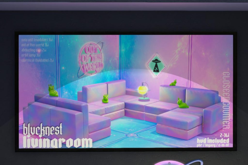 Close Encounters Livingrooom, L$88-L$488 each/L$688 PG FP/L$788 Adult FP