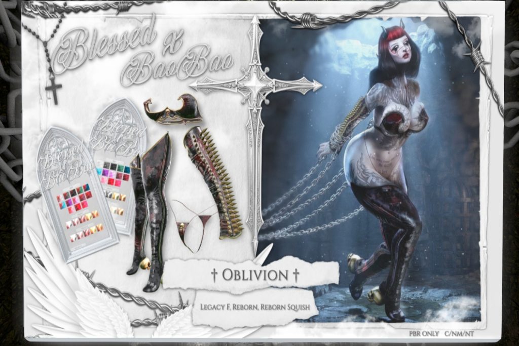 Oblivion Arms, Bra, Thong and Socks - Legacy/Reborn/+mods, L$499 each/L$799 each FP/L$2499 MP