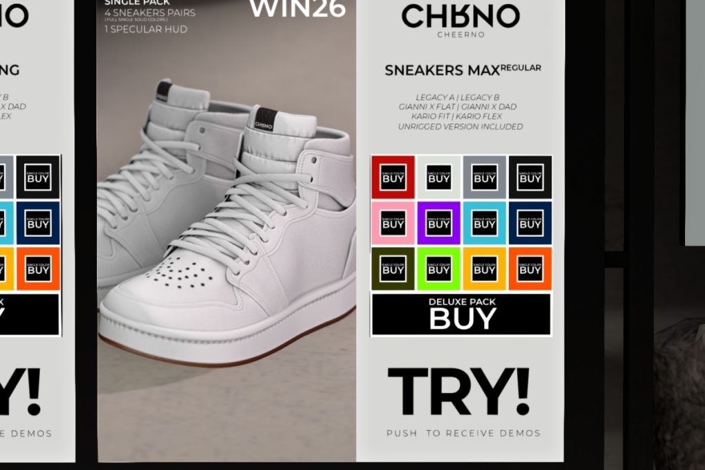 Sneakers Max Regular - Gianni/Jake/Kario/Legacy/+mods, L$375 each/L$1819 FP