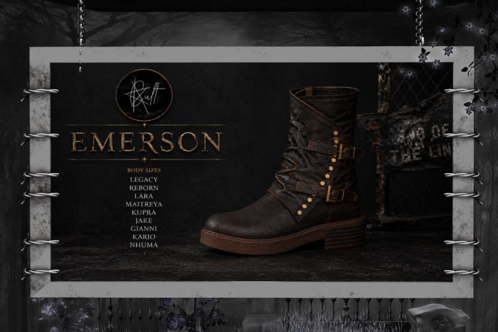Emerson Boots - Gianni/Inithium/Jake/Kario/Legacy M+F/Maitreya/Nhumana/Reborn/+mods, L$389