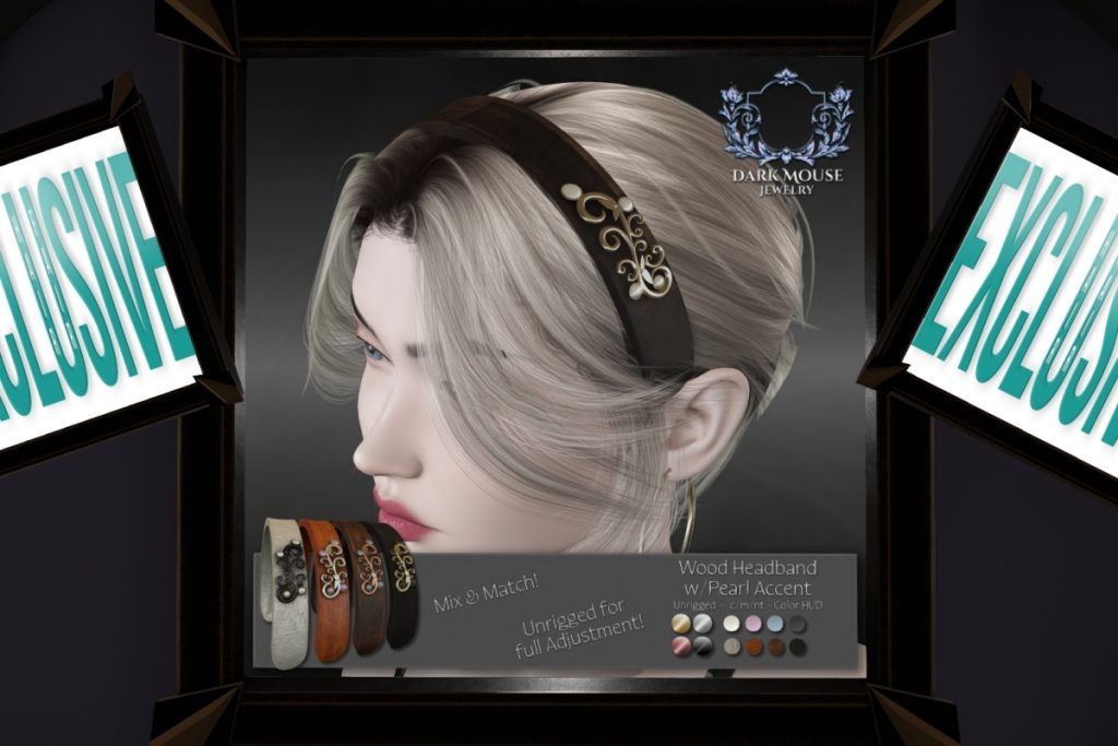 Wood Headband w/Pearl Accent, L$199