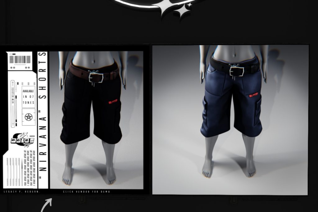 Nirvana Shorts - Legacy/Reborn, L$399 each/L$899 FP