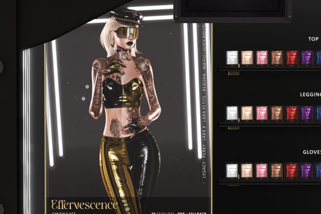 Cynthia Top, Leggins, &amp; Gloves - Legacy/MaitreyaX/Reborn/+mods, L$199-L$299 each/L$999-L$1499 each FP/L$2999 MP