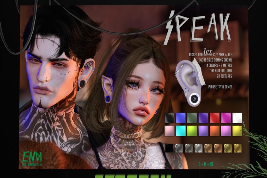 Speak Earrings - Lex F+M Ears, L$455