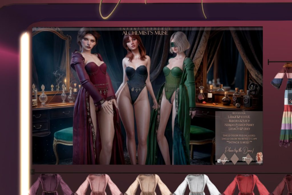 Alchemist's Muse Lingerie &amp; Robe, L$299-L$325 each/L$1399-L$1599 each FP