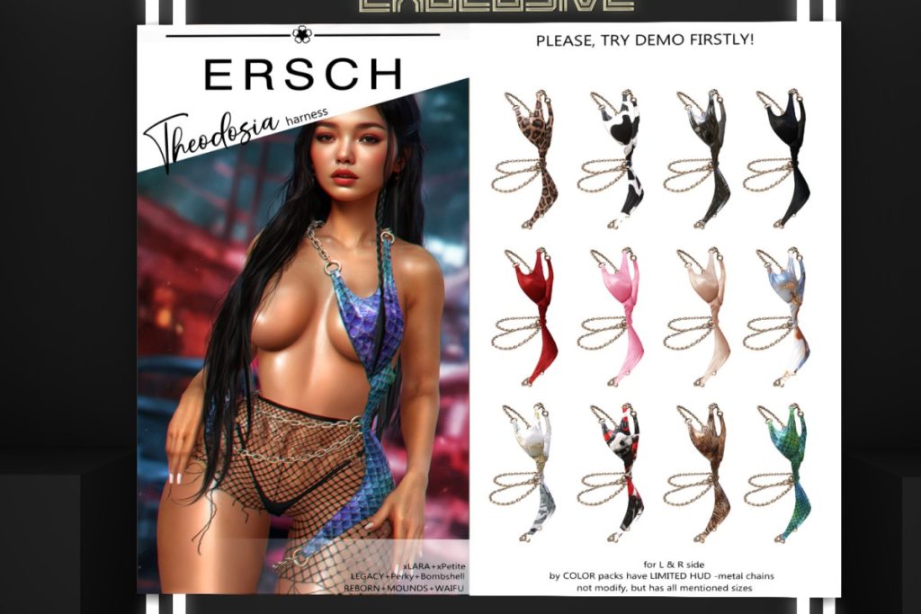 Theodosia Harness - Legacy/MaitreyaX/Reborn/+mods, L$249 each/L$999 FP
