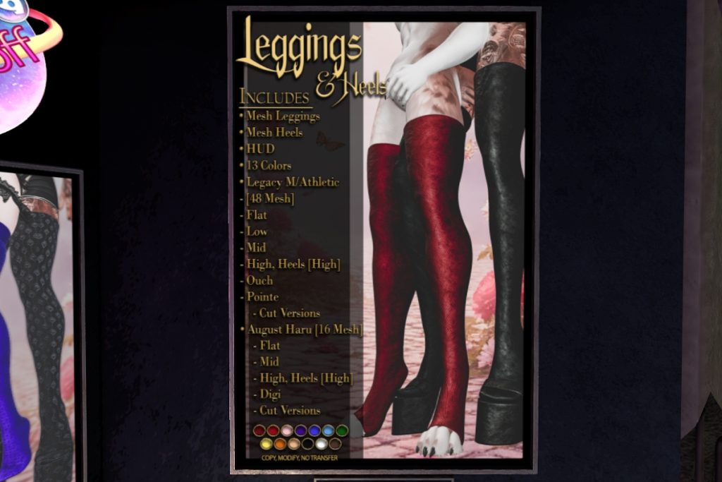 Legging &amp; Heels - August Haru/Legacy M/+mods, L$240 each/L$1200 FP
