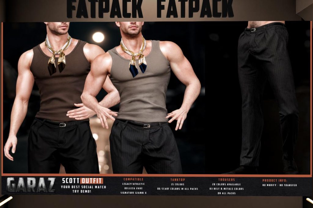 Scott Tanktop &amp; Trousers - Gianni/Jake/Legacy, L$260-L$295 each/L$1600-L$1800 each FP/L$2900 MP