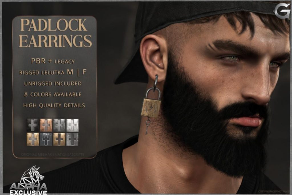 Padlock Earrings - EvoX, L$299