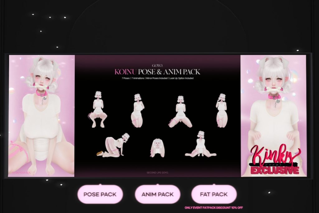 Koinu Poses &amp; Props, L$369-L$319 each/L$333 FP