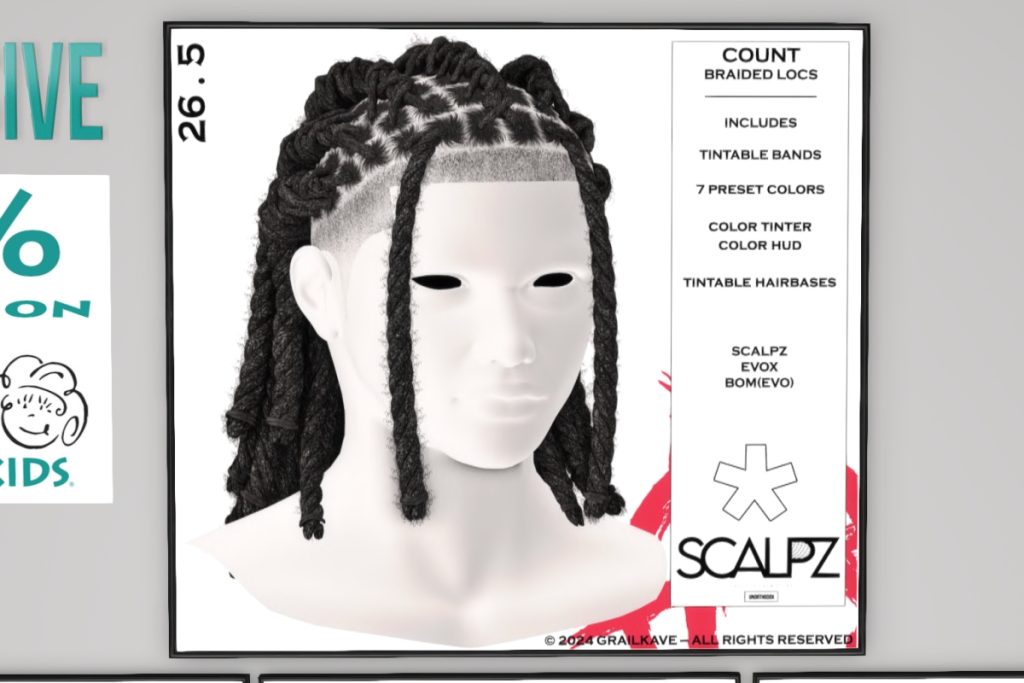 Count Braided Locs - Evo/EvoX/Scalpz, L$1222 FP
