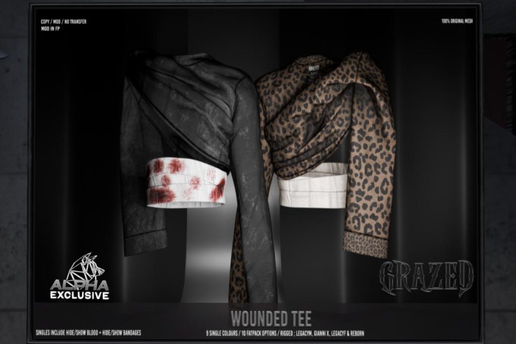 Wounded Tee - Gianni/Legacy F+M/Reborn, L$299 each/L$1499 FP