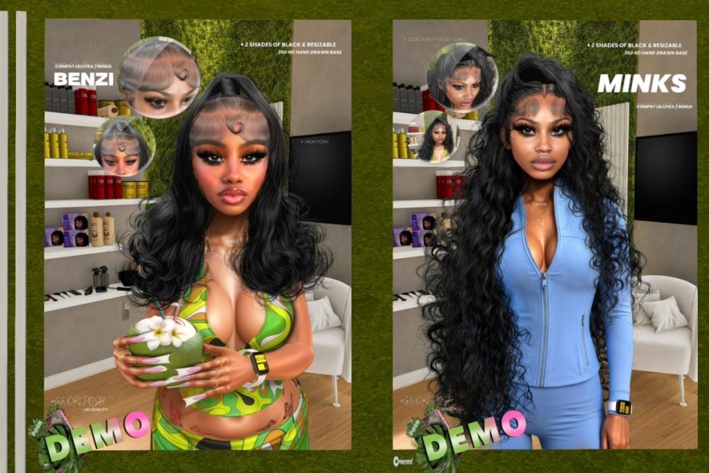 Benzi &amp; Minks Hairstyle - EvoX/Genus, L$500 each