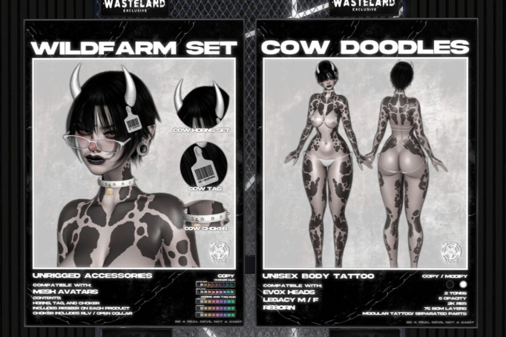 Wild Farm Set Accessories, L$449 | Cow Doodles - EvoX/Legacy F+M/Reborn, L$299