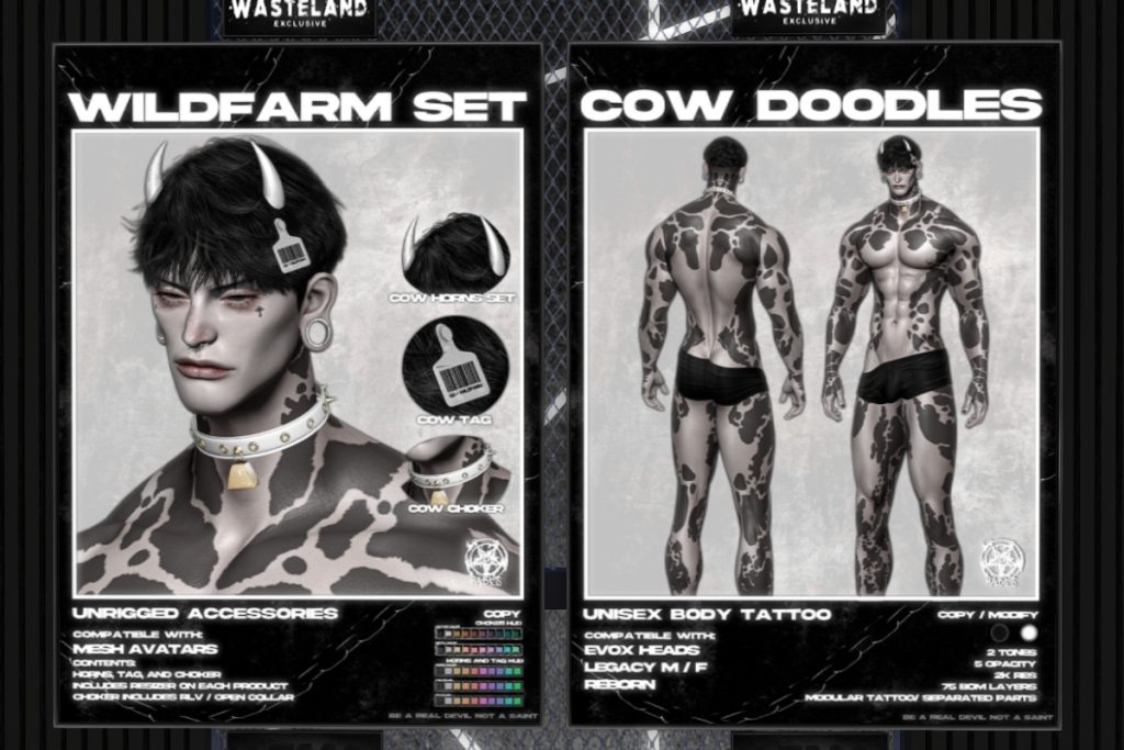 Wild Farm Set Accessories, L$449 | Cow Doodles - EvoX/Legacy F+M/Reborn, L$299