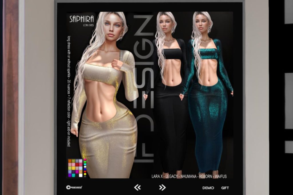 Saphira Long Dress - Legacy/MaitreyaX/Nhumana/Reborn/+mods, L$225