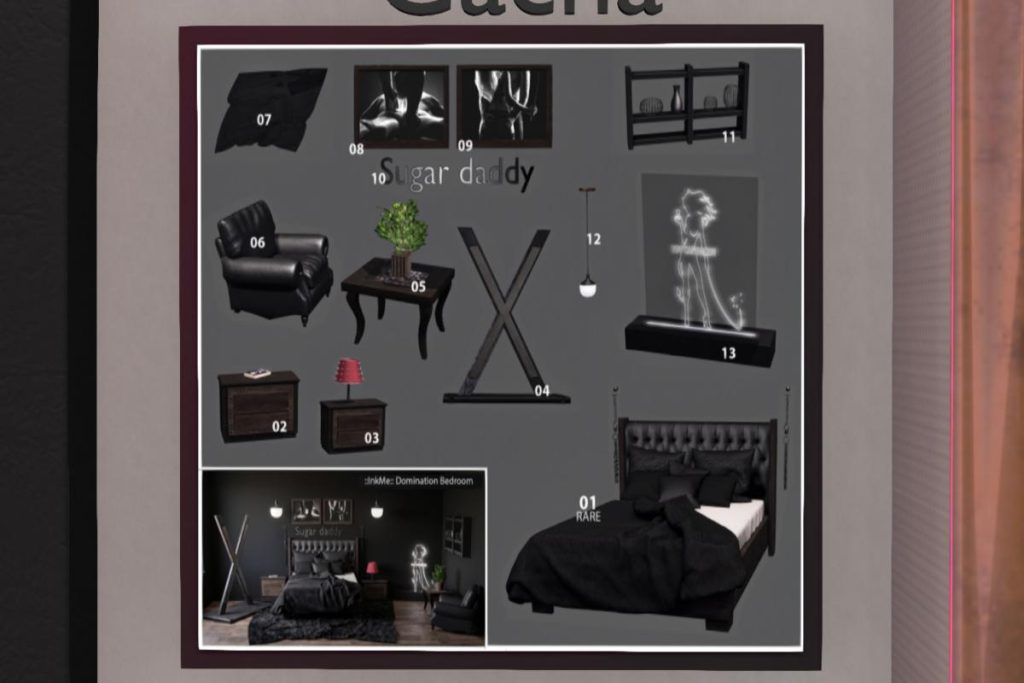 Domination Bedroom Gacha, L$L$45 Per Play/L$1804 FP