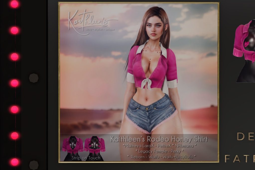 Rodeo Honey Shirt - Legacy/MaitreyaX/Nhumana/Reborn/+mods, L$249 each/L$1299 FP