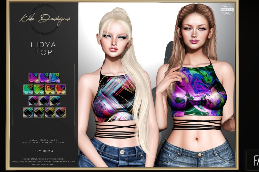 Lidya Top - Inithium/Legacy/MaitreyaX/Reborn/+mods, L$99 each/L$899 FP