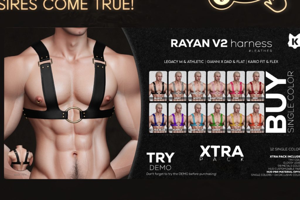 Rayan V2 Harness - GianniX/Kario Fit + Flex/Legacy/+mods, L$234 each/L$1678 FP