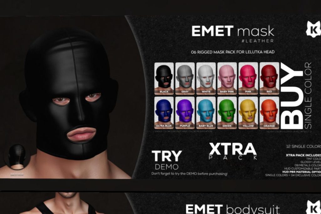 Emet Mask, L$239 each/L$1721 FP