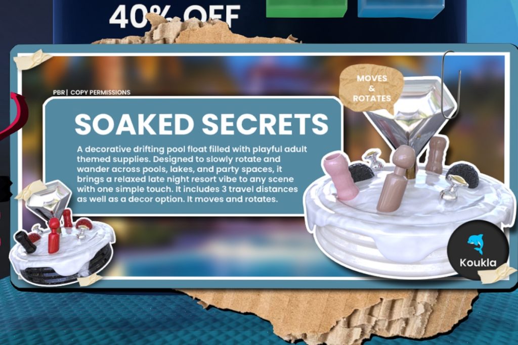 Soaked Secrets Decor, L$280 each/L$840 FP