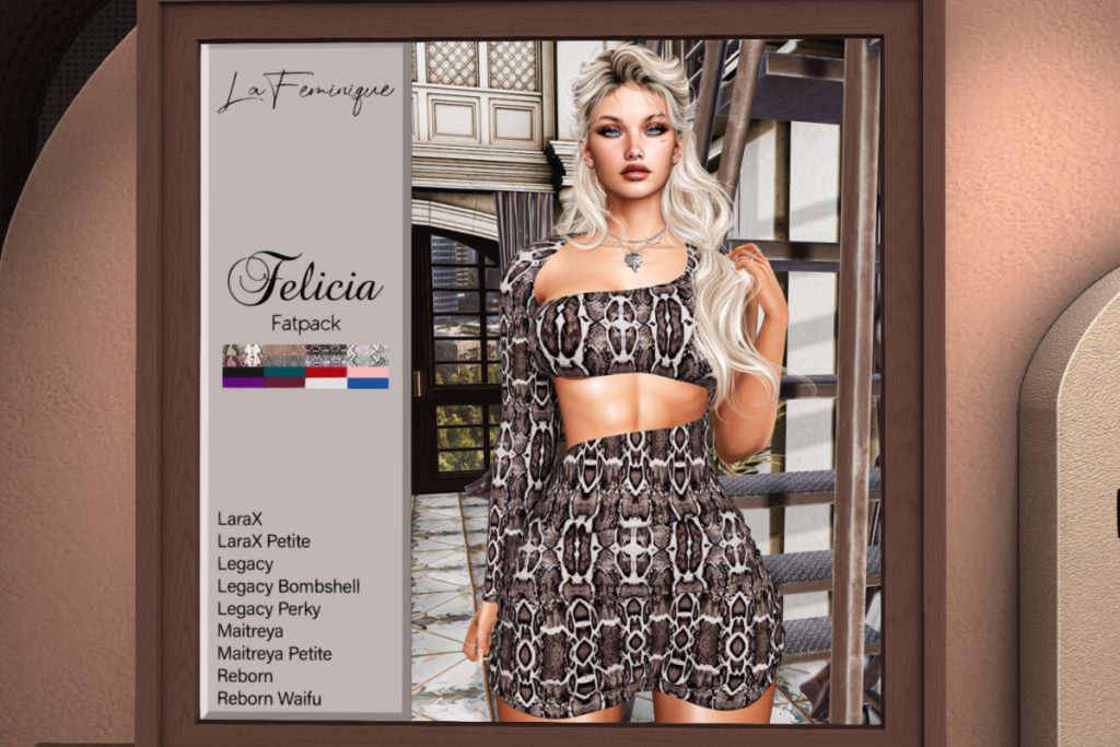 Felicia Outfit - Legacy/Maitreya/Reborn/+mods, L$170-L$199 each/L$1870-L$2200 FP