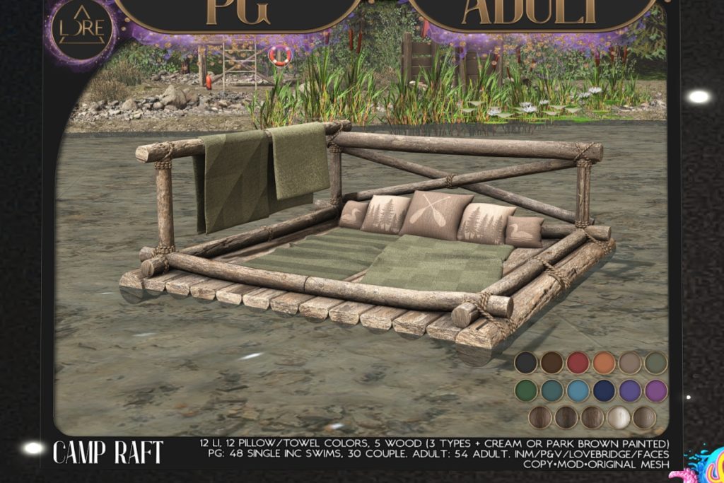 Camp Raft, L$650-L$1600 each