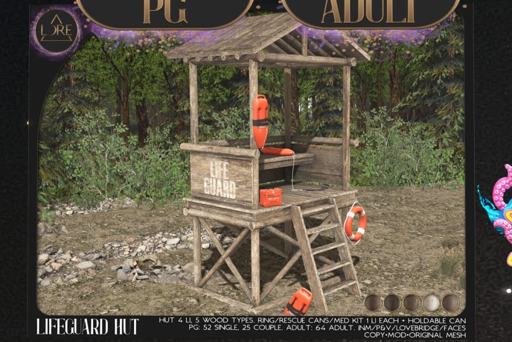 Lifeguard Hut, L$650-L$1600 each