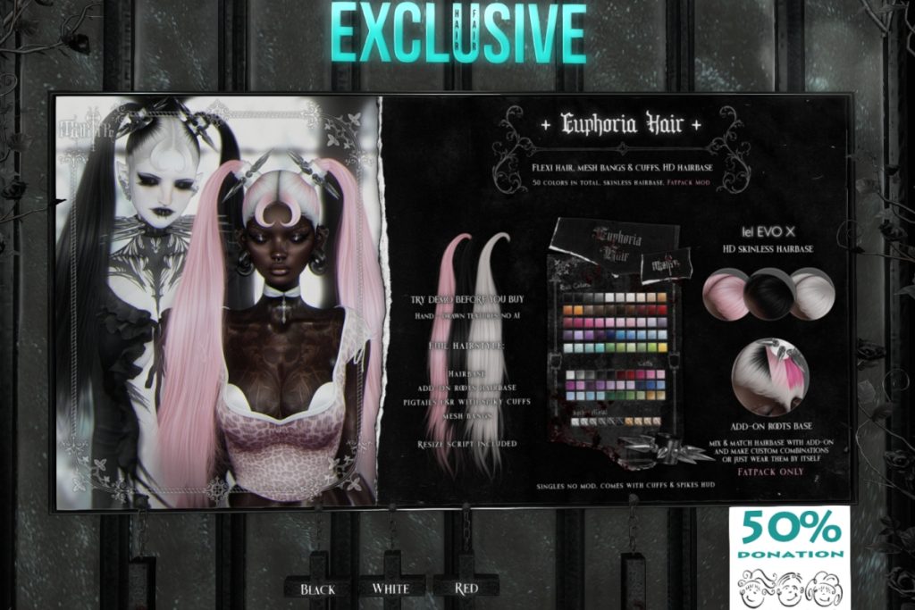 Euphoria Hair - EvoX, L$250 each/L$799 FP
