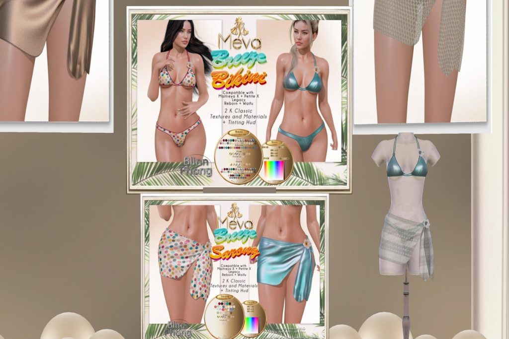 Breeze Bikini &amp; Breeze Sarong - Legacy/MaitreyaX/Reborn/+mods, L$310-L$440 each