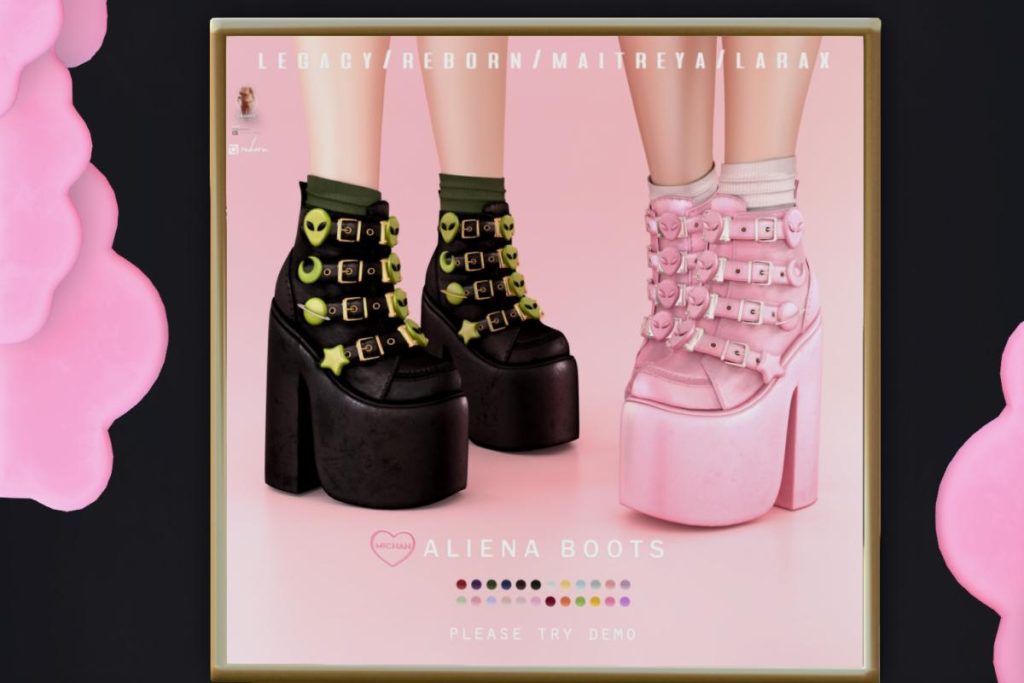 Aliena Boots - Legacy/Maitreya/Reborn/+mods, L$388 each/L$688 FP