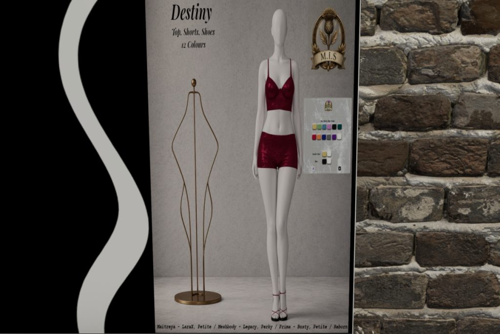 Destiny Top, Shorts, $ Shoes - Legacy/MaitreyaX/Prima/Reborn, L$399 each