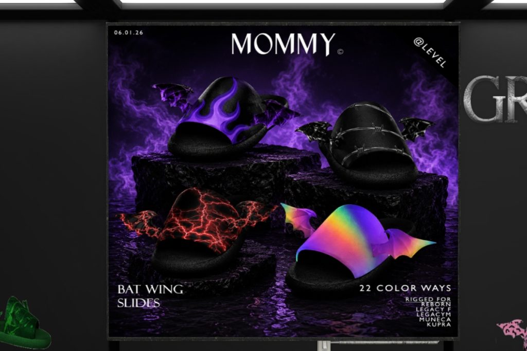 Bat Wing Slides - Inithium/Legacy F+M/Reborn/Yentements, L$333 each/L$1699 FP