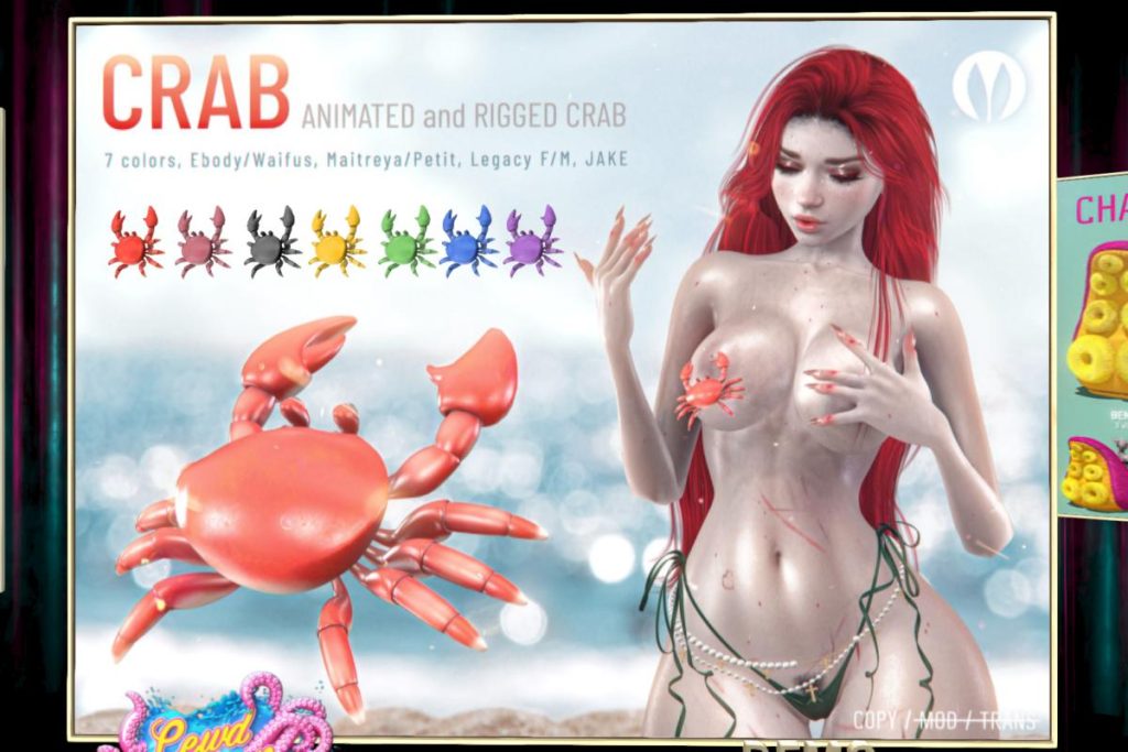 Crab Accessory - Jake/Legacy F+M/Maitreya/Reborn/+mods, L$500