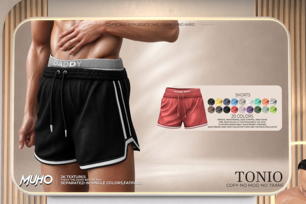Tonio Shorts - Gianni/Jake/Legacy/+mods, L$189 each/L$1099 FP