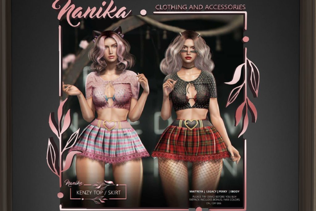 Kenzy Top and Skirt - Legacy/Maitreya/Reborn/+mods, L$220 each/L$999 each FP/L$1499 MP