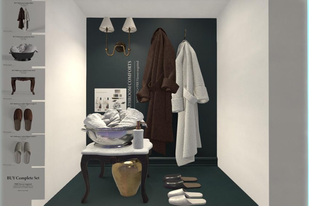 Bathroom Comforts Collection, L$190-L$450 each/L$1350 FP