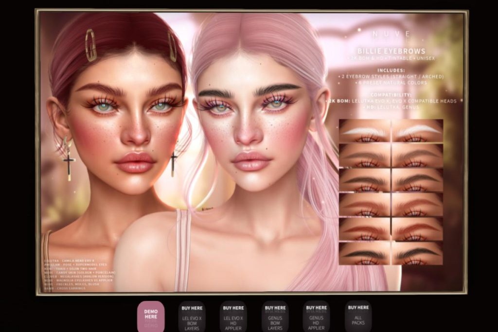 Billie Eyebrows - EvoX/Genus, L$280 each/L$480 FP