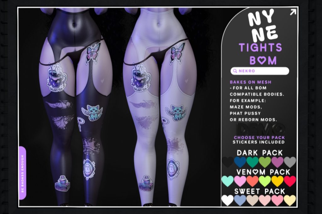 Nekro Tights - BOM for Reborn/+mods, L$269 each/L$499 FP