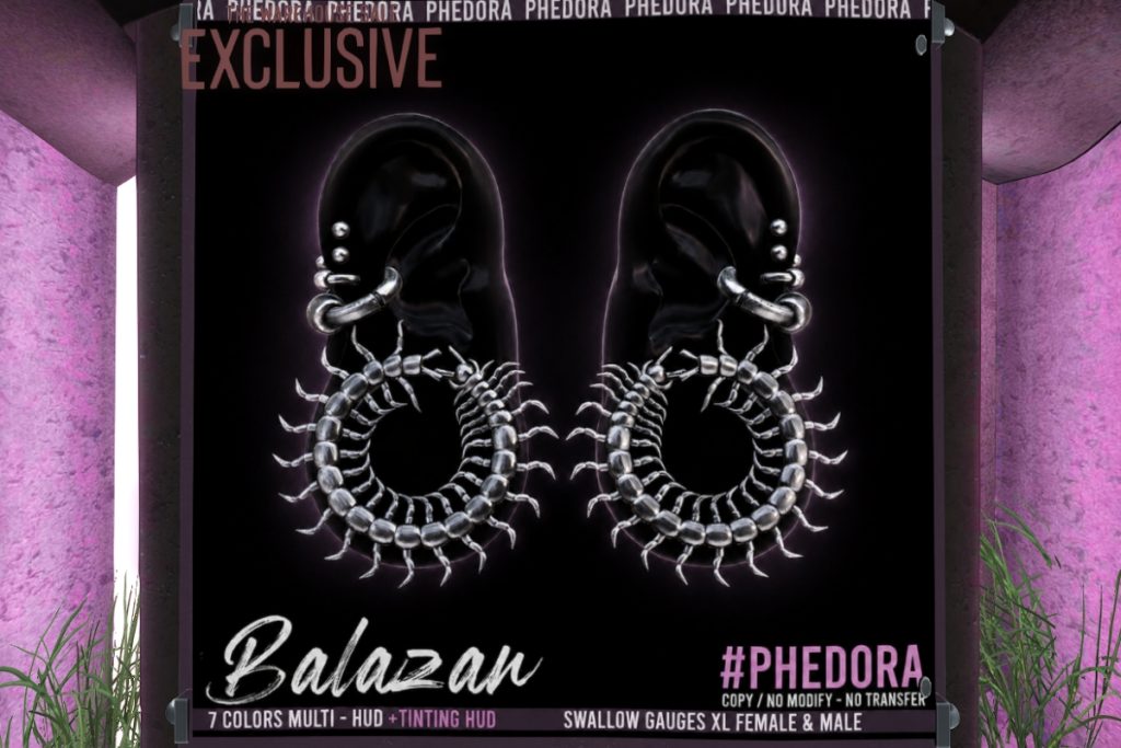 Balazar Earrings - Swallow Gauged XL F+M Ears, L$399