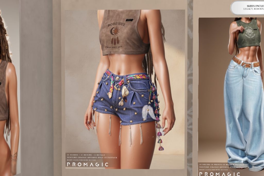 Boho Desi Shorts - Legacy/MaitreyaX/Reborn, L$377 each