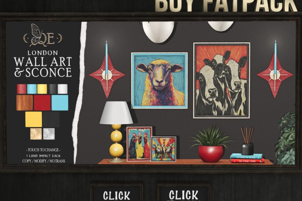 London Wall Art &amp; Sconce, L$150-L$199 each/L$250 FP
