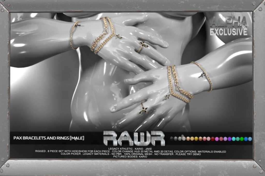 Pax Bracelets &amp; Rings - Jake/Kario/Legacy, L$315