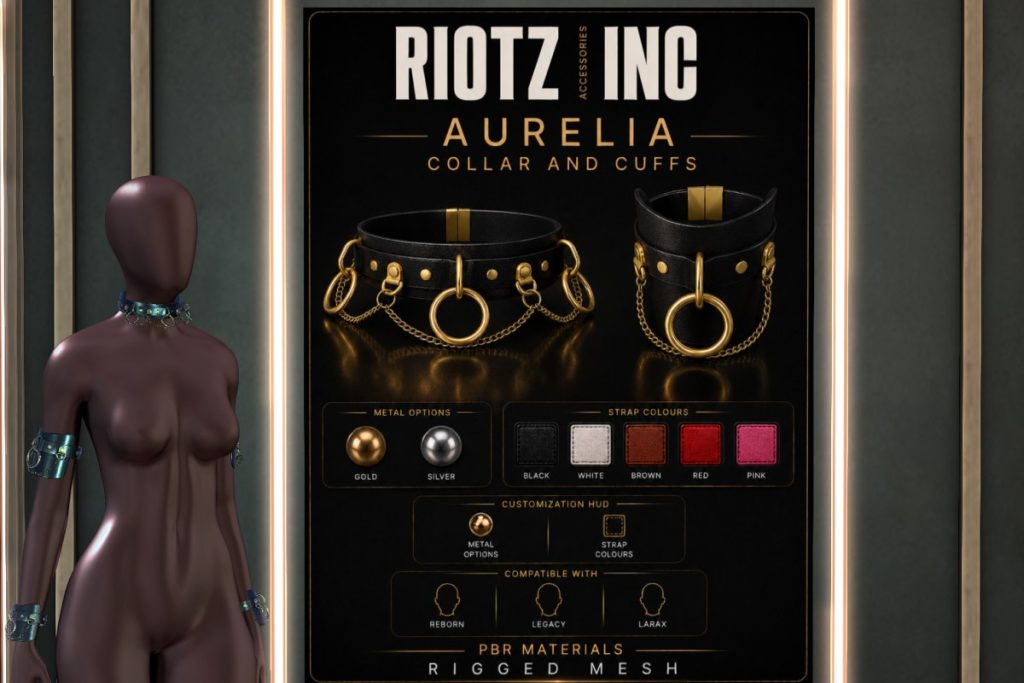 Aurelia Collar &amp; Cuffs - Legacy/MaitreyaX/Reborn/+mods, L$399 each/L$699 FP