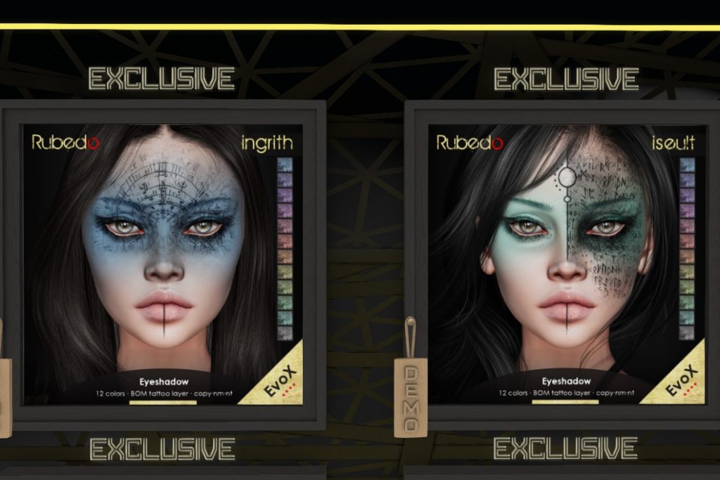 Ingrith and Iseult Eyeshadows - EvoX, L$280 each