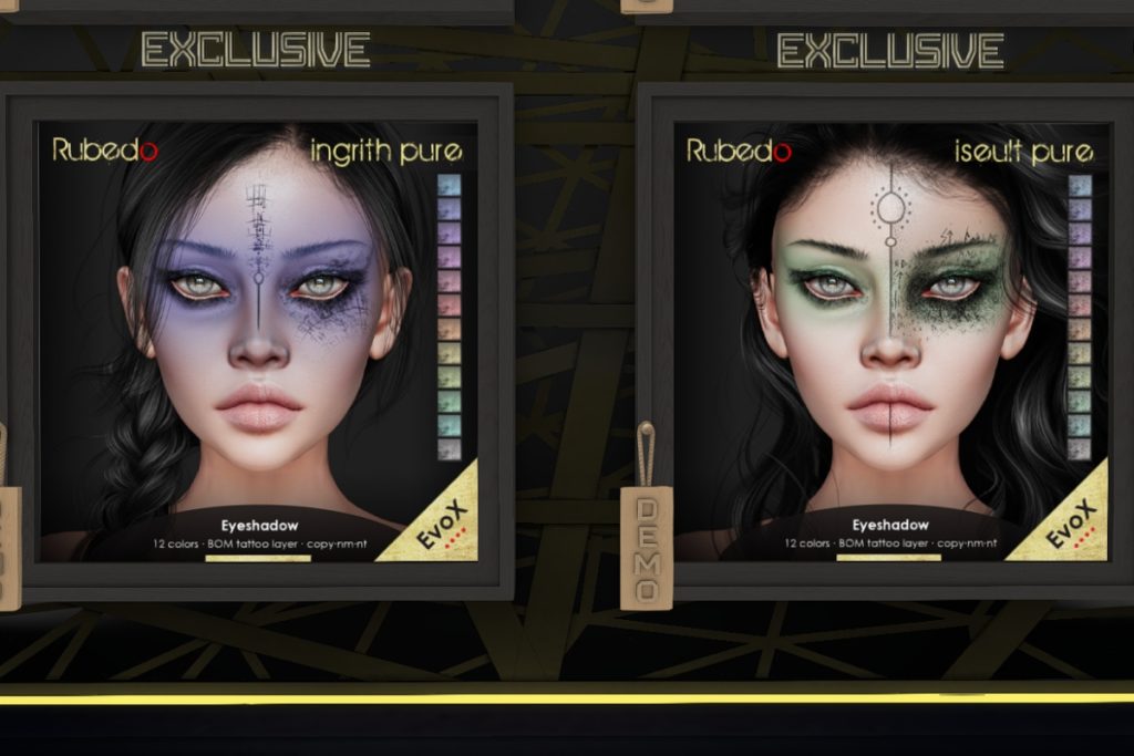 Ingrith Pure and Iseult Pure Eyeshadows - EvoX, L$280 each