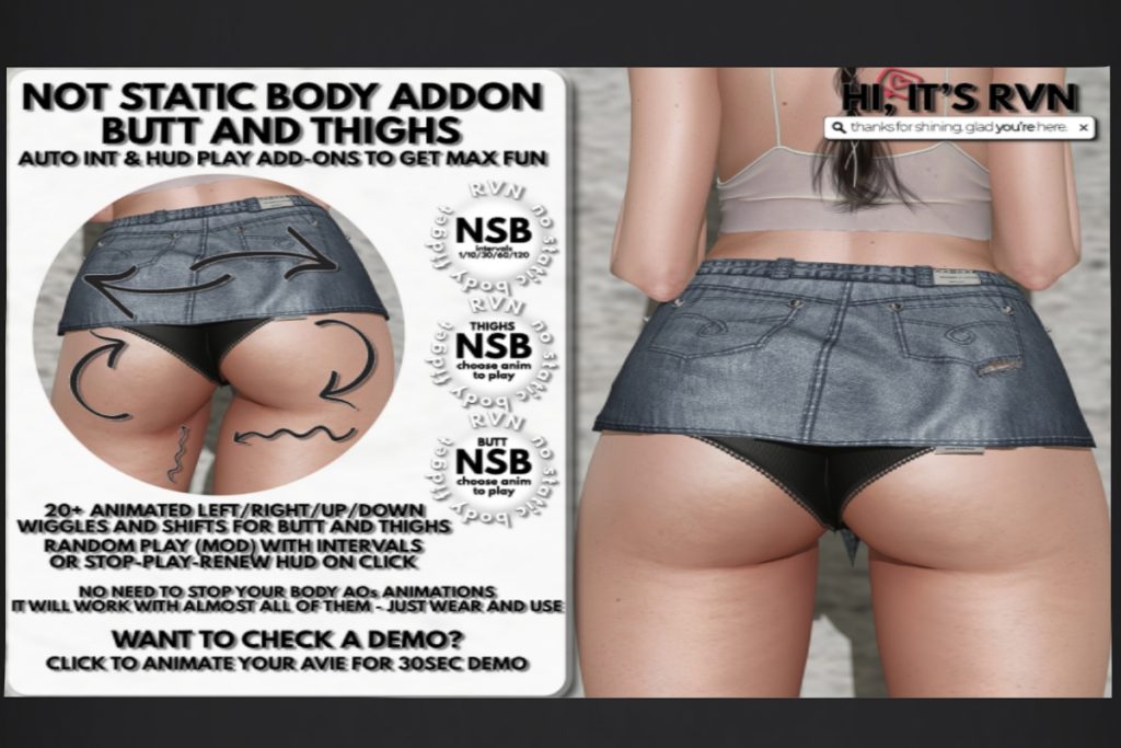 Not Static Body Addon - Butt and Thighs, L$449